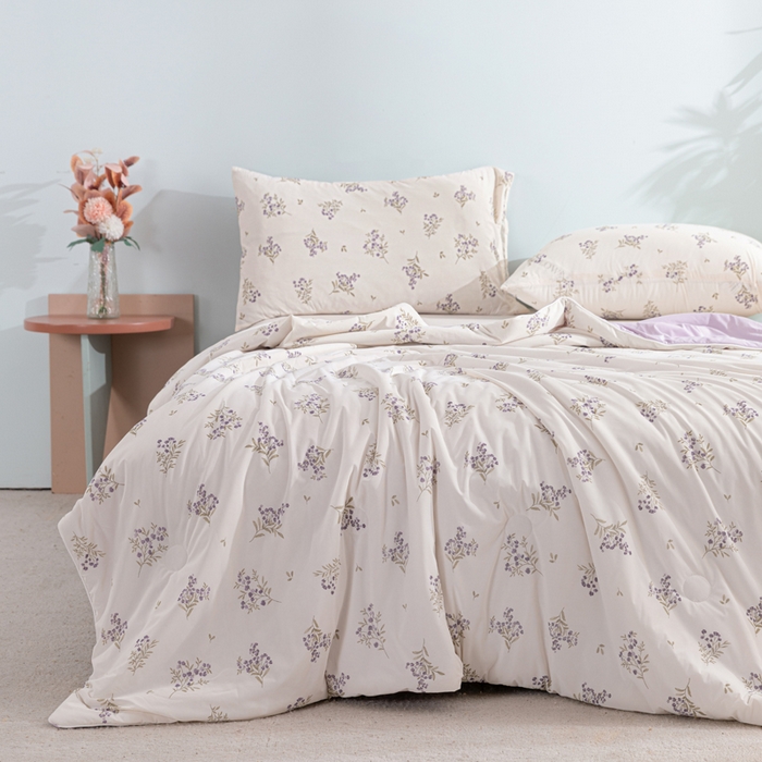 91家纺网 家纺一手货源 找家纺 苏羿家纺 2026春夏新款A类踩棉工艺凉感丝印花夏被夏凉被空调被 莫奈花园