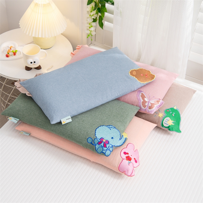 91家纺网 家纺一手货源 找家纺 （总）仁宇枕业 2026新款全棉纯棉粉色蝴蝶系列儿童全荞麦枕头枕芯