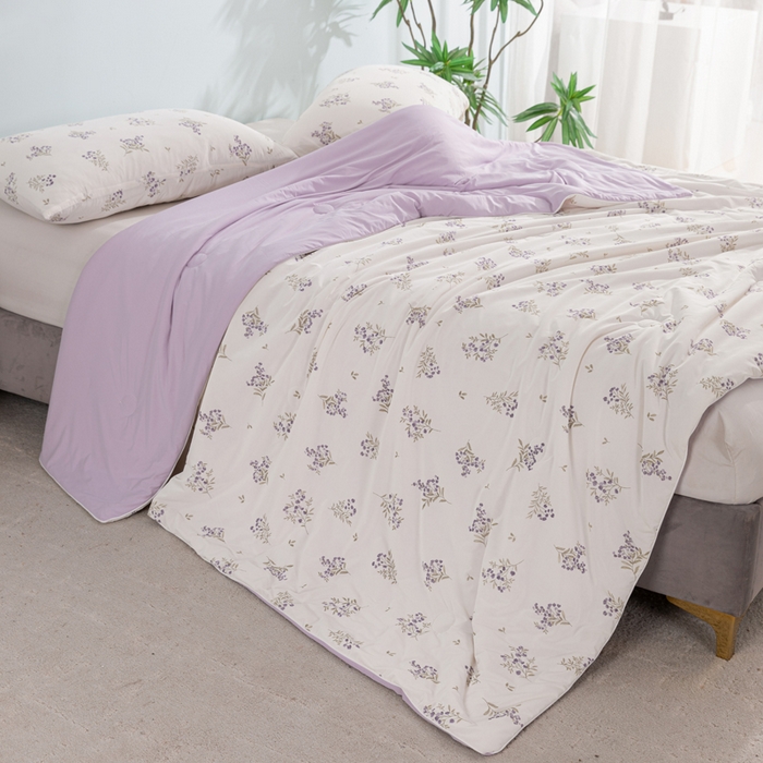 91家纺网 家纺一手货源 找家纺 苏羿家纺 2026春夏新款A类踩棉工艺凉感丝印花夏被夏凉被空调被 莫奈花园