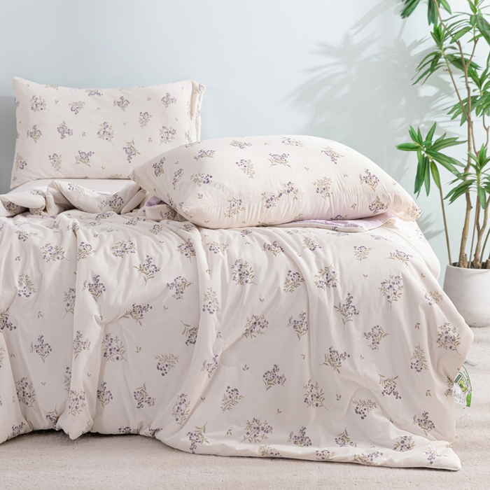 91家纺网 家纺一手货源 找家纺 苏羿家纺 2026春夏新款A类踩棉工艺凉感丝印花夏被夏凉被空调被 莫奈花园