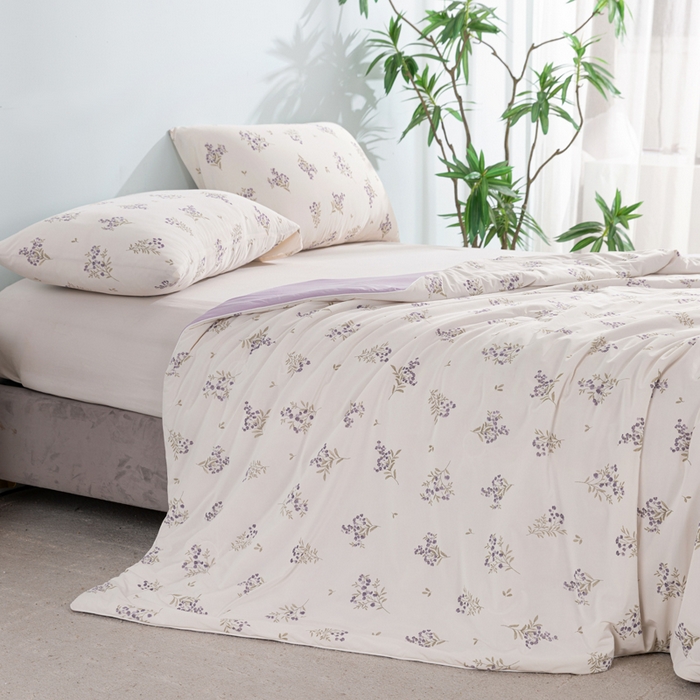 91家纺网 家纺一手货源 找家纺 苏羿家纺 2026春夏新款A类踩棉工艺凉感丝印花夏被夏凉被空调被 莫奈花园