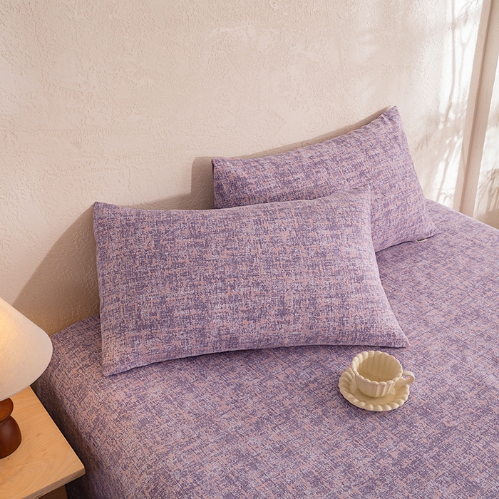 91家纺网 家纺一手货源 找家纺 博弈家纺   2026新款亲肤舒适原棉老粗布床单凉席三件套系列 洛文-紫