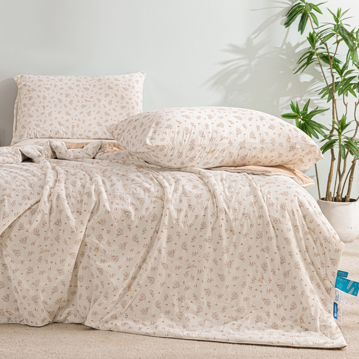 91家纺网 家纺一手货源 找家纺 苏羿家纺 2026春夏新款A类踩棉工艺凉感丝印花夏被夏凉被空调被 清怡