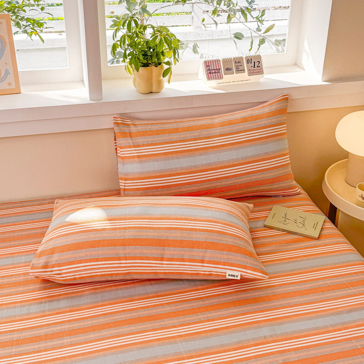 91家纺网 家纺一手货源 找家纺 博弈家纺   2026新款亲肤舒适原棉老粗布床单凉席三件套系列 热恋