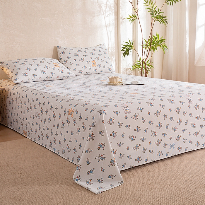 91家纺网 家纺一手货源 找家纺 博弈家纺   2026新款亲肤舒适原棉老粗布床单凉席三件套系列 苏莉熊-米