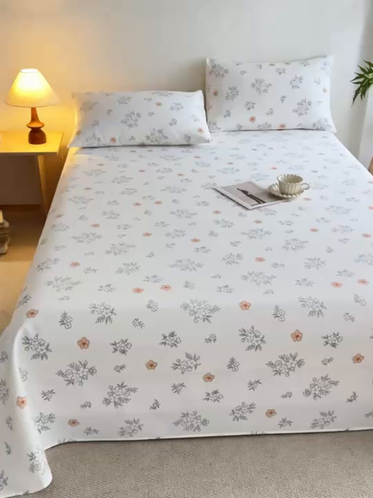 91家纺网 家纺一手货源 找家纺 博弈家纺   2026新款亲肤舒适原棉老粗布床单凉席三件套系列 苏莉熊-米