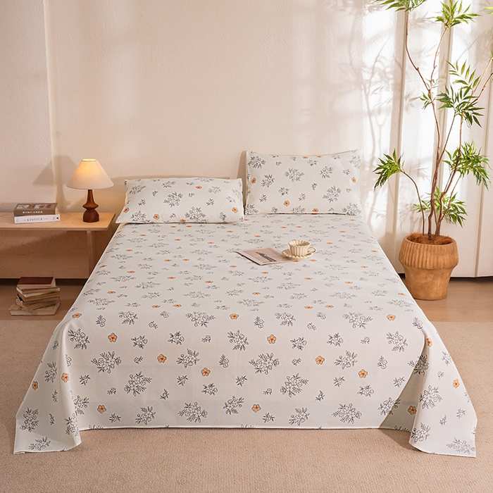 91家纺网 家纺一手货源 找家纺 博弈家纺   2026新款亲肤舒适原棉老粗布床单凉席三件套系列 望夏花艺-米