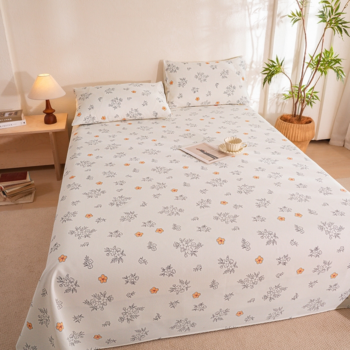 91家纺网 家纺一手货源 找家纺 博弈家纺   2026新款亲肤舒适原棉老粗布床单凉席三件套系列 望夏花艺-米