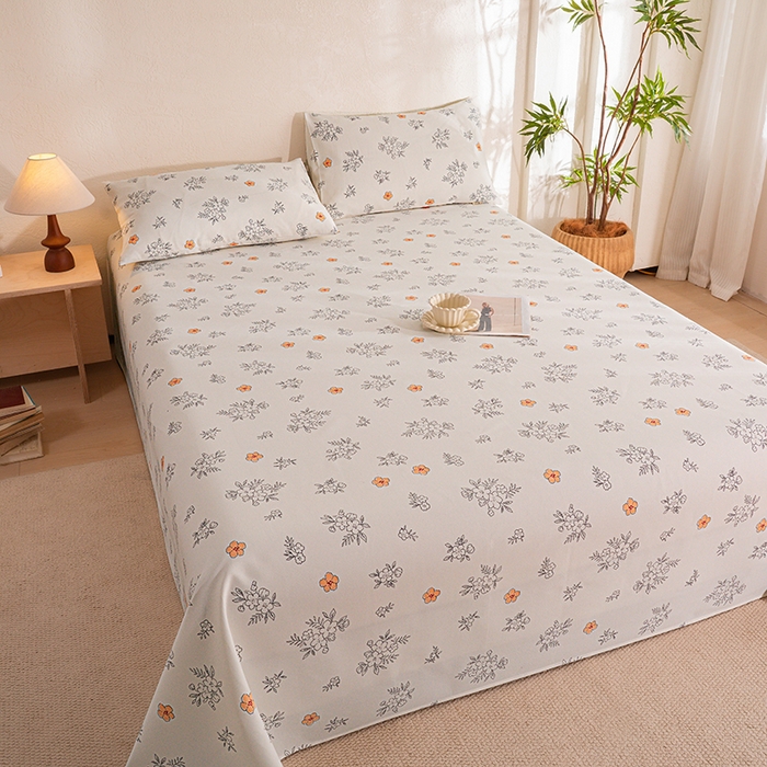 91家纺网 家纺一手货源 找家纺 博弈家纺   2026新款亲肤舒适原棉老粗布床单凉席三件套系列 望夏花艺-米