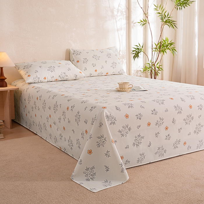 91家纺网 家纺一手货源 找家纺 博弈家纺   2026新款亲肤舒适原棉老粗布床单凉席三件套系列 望夏花艺-米