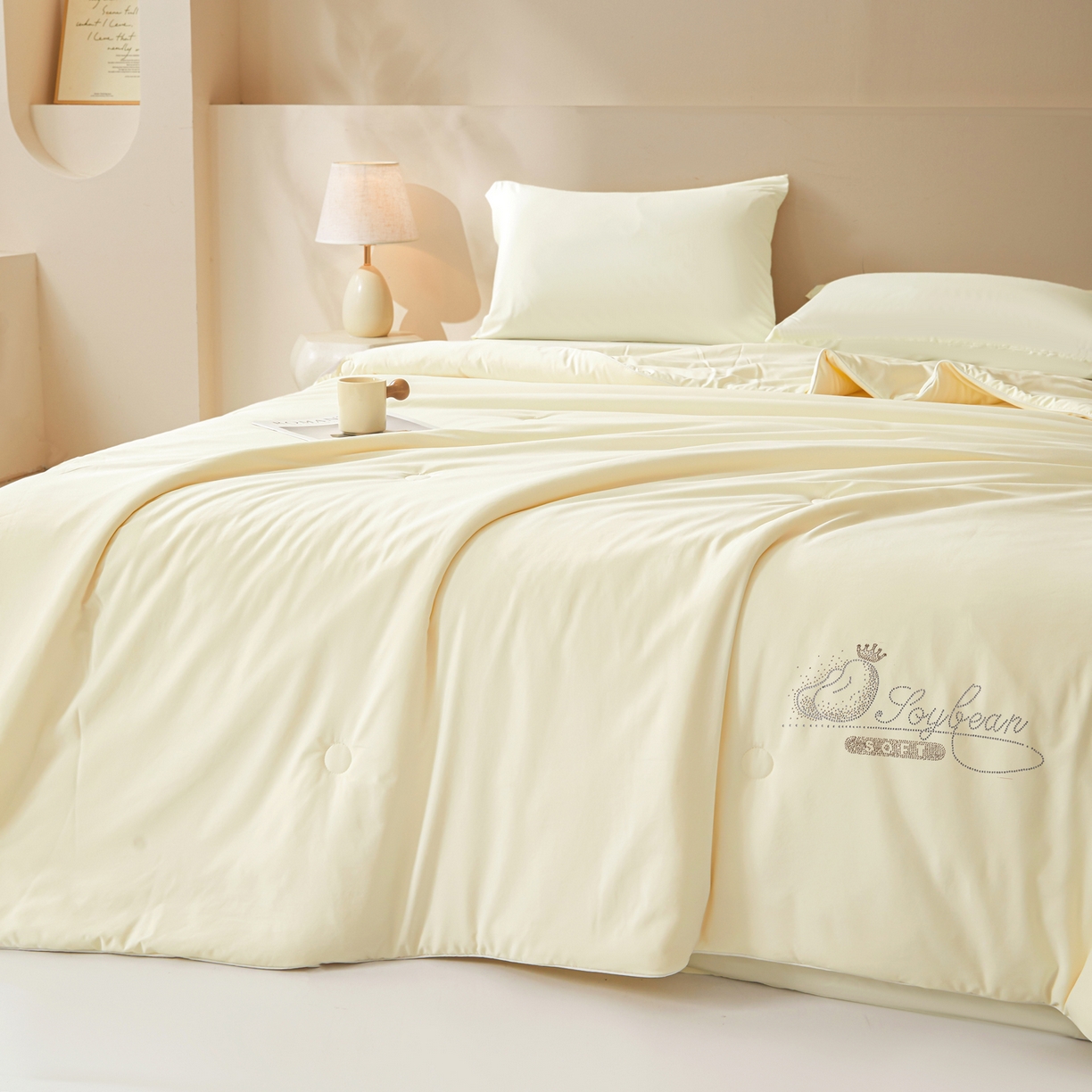 91家纺网 家纺一手货源 找家纺 （总）晓时候 2026新款大豆纤维夏凉被仿锦氨凉感夏被烫钻空调被被子被芯