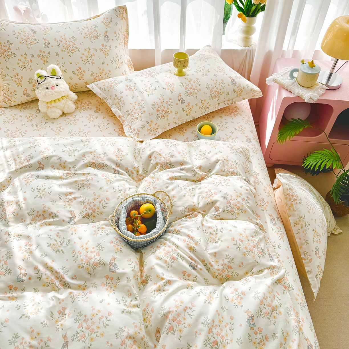 91家纺网 家纺一手货源 找家纺 壹贝家纺 2026新款小清新100%全棉纯棉印花系列被套单件-单被套 甜梦