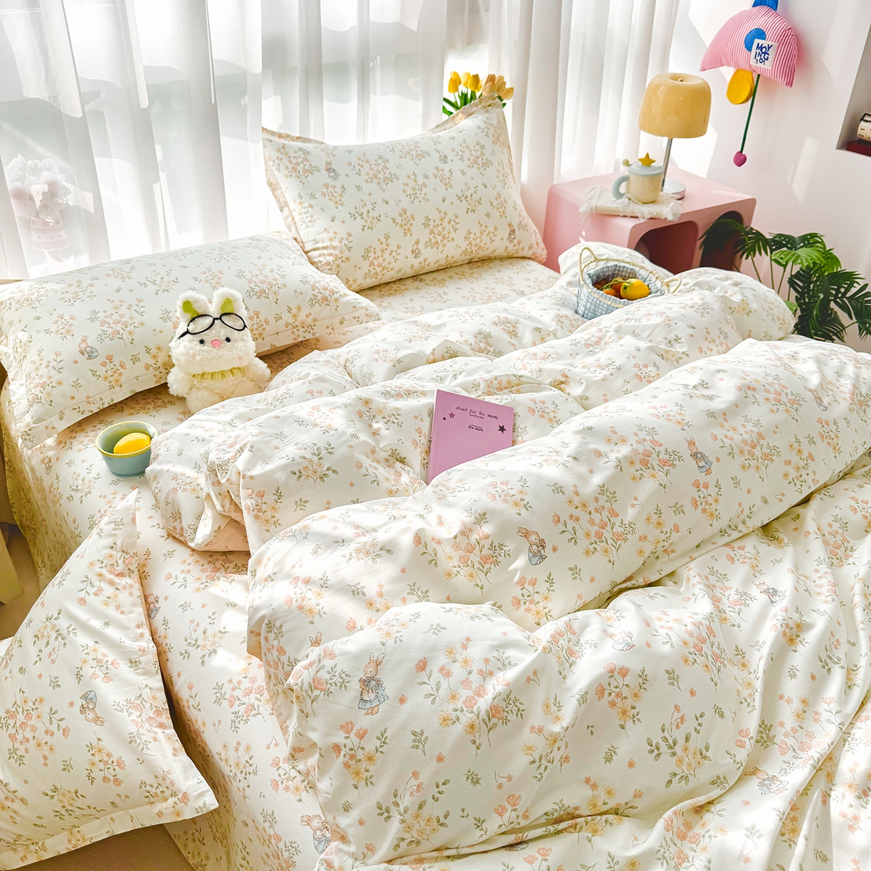 91家纺网 家纺一手货源 找家纺 壹贝家纺 2026新款小清新100%全棉纯棉印花系列被套单件-单被套 甜梦