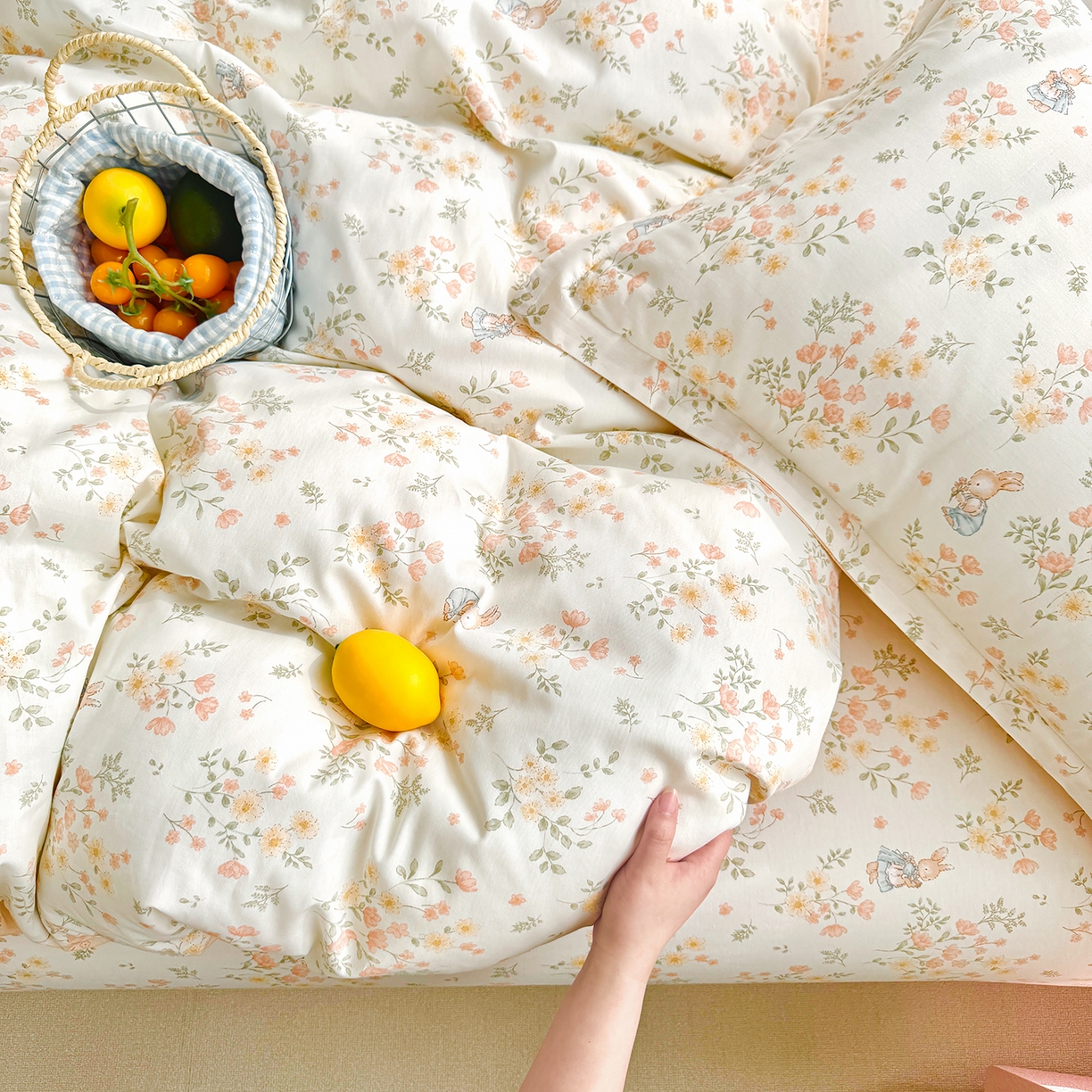91家纺网 家纺一手货源 找家纺 壹贝家纺 2026新款小清新100%全棉纯棉印花系列被套单件-单被套 甜梦