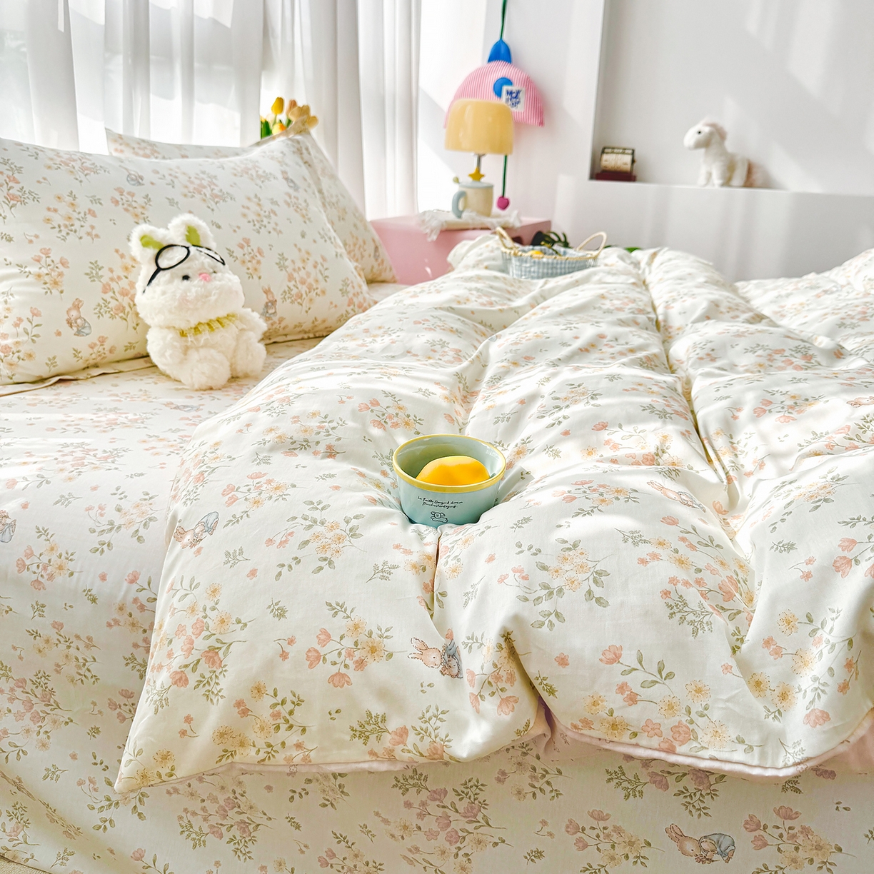 91家纺网 家纺一手货源 找家纺 壹贝家纺 2026新款小清新纯棉印花四件套系列 甜梦