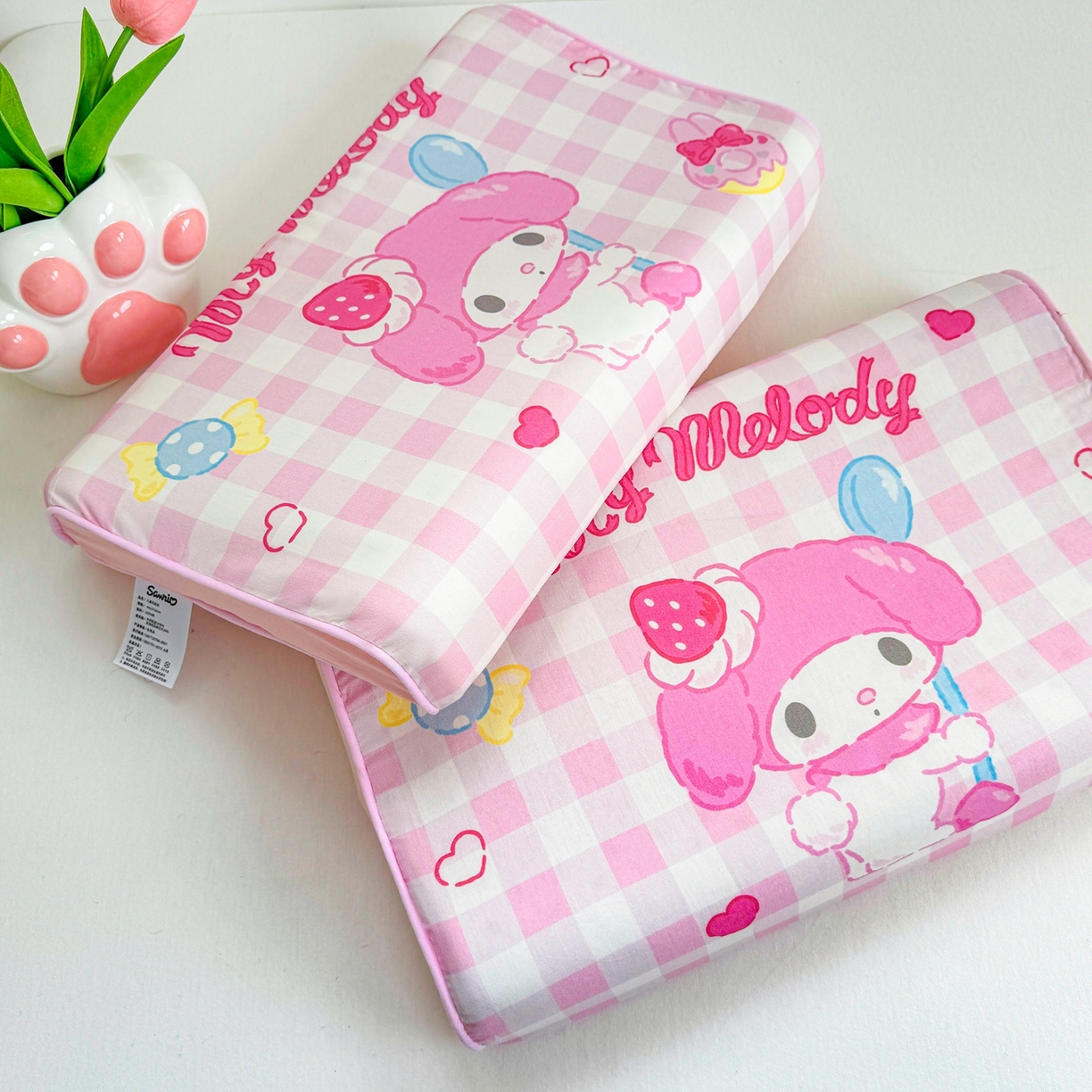 91家纺网 家纺一手货源 找家纺 花满路 2026新款卡通儿童三丽鸥枕头枕芯 粉粉美乐蒂