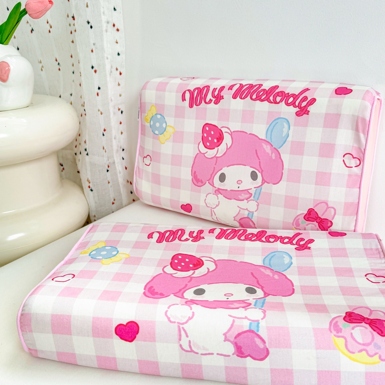 91家纺网 家纺一手货源 找家纺 花满路 2026新款卡通儿童三丽鸥枕头枕芯 粉粉美乐蒂