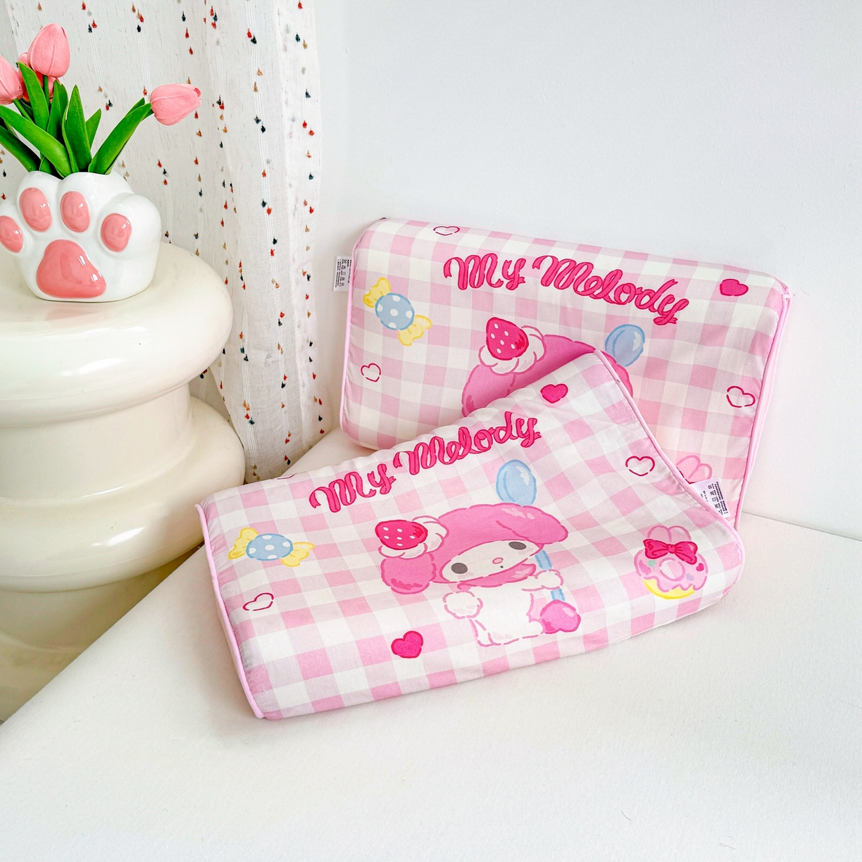 91家纺网 家纺一手货源 找家纺 花满路 2026新款卡通儿童三丽鸥枕头枕芯 粉粉美乐蒂