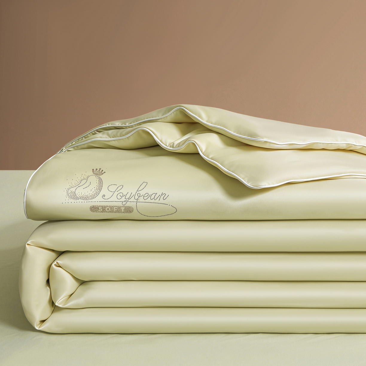 91家纺网 家纺一手货源 找家纺 晓时候 2026新款大豆纤维夏凉被仿锦氨凉感夏被烫钻空调被被子被芯 清新绿