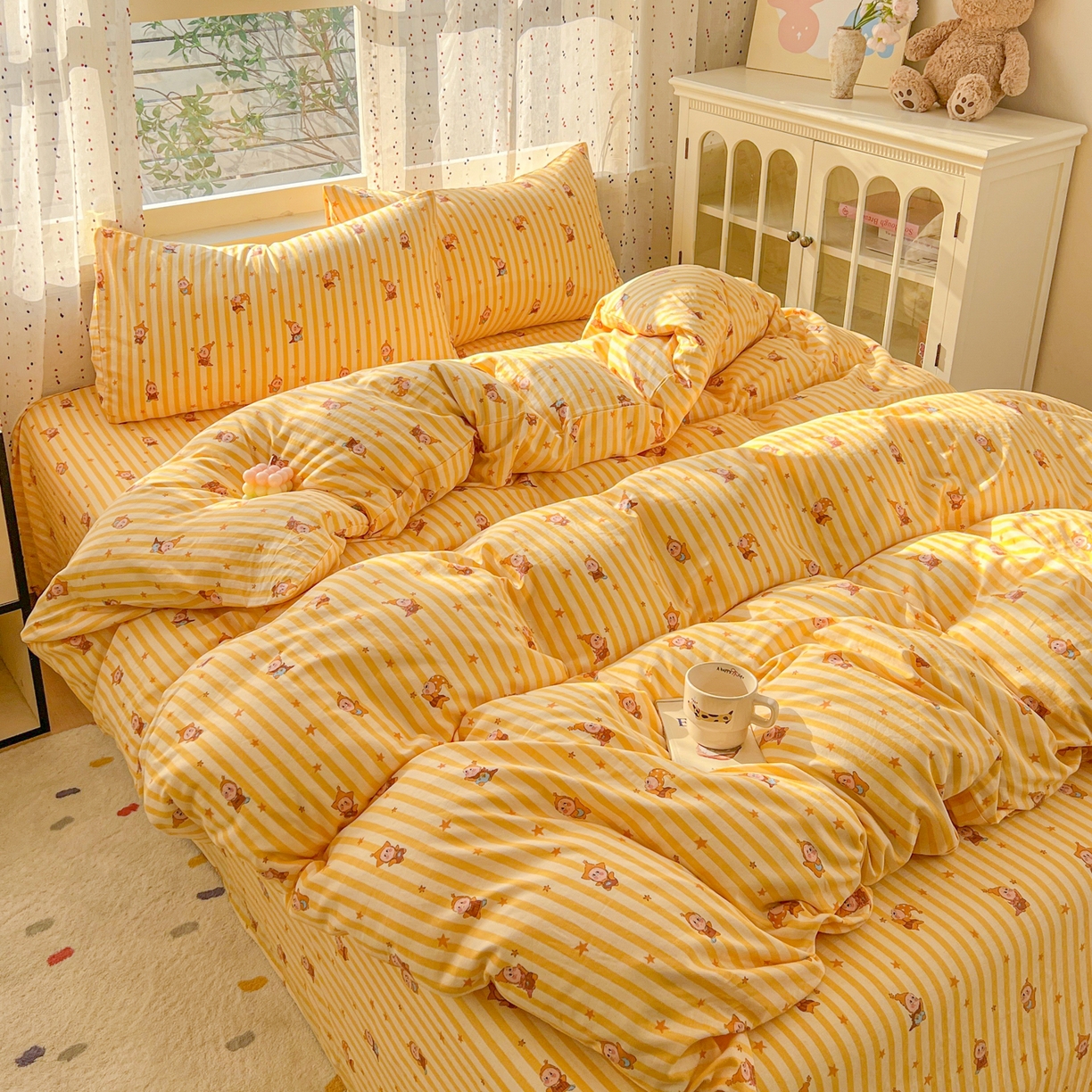 91家纺网 家纺一手货源 找家纺 （总）感遇家纺 2026新款A类全棉有氧双层纱卡通四件套