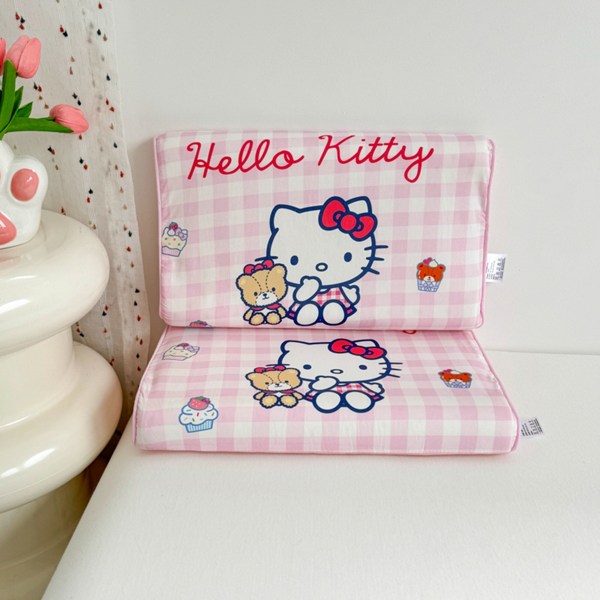 91家纺网 家纺一手货源 找家纺 花满路 2026新款卡通儿童三丽鸥枕头枕芯 粉格kt