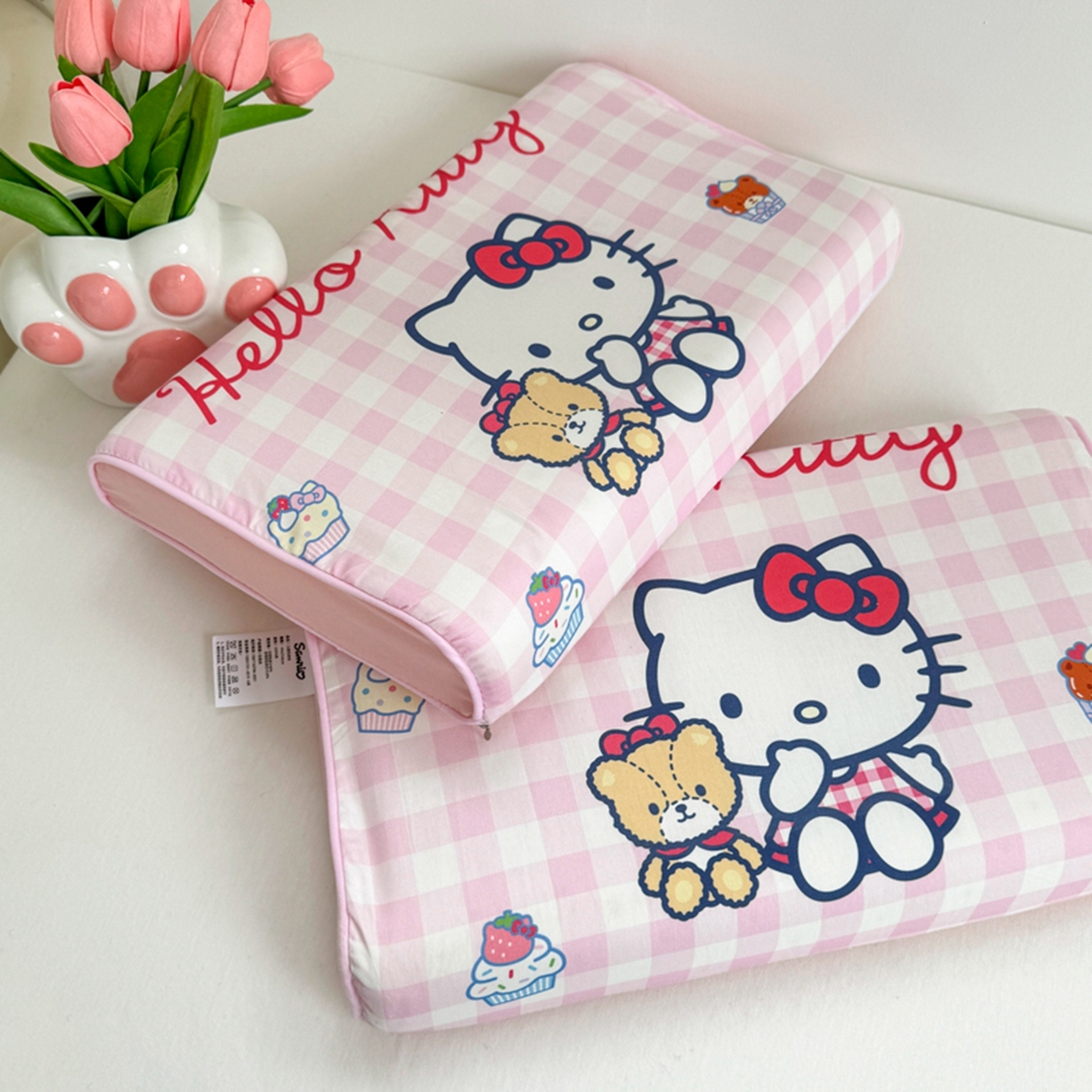 91家纺网 家纺一手货源 找家纺 花满路 2026新款卡通儿童三丽鸥枕头枕芯 粉格kt