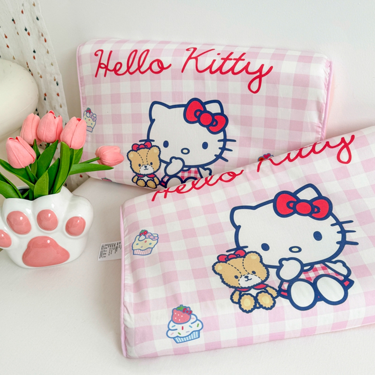 91家纺网 家纺一手货源 找家纺 花满路 2026新款卡通儿童三丽鸥枕头枕芯 粉格kt