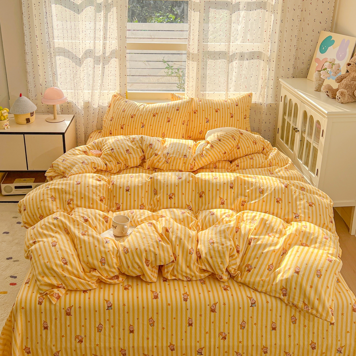 91家纺网 家纺一手货源 找家纺 （总）感遇家纺 2026新款A类全棉有氧双层纱卡通四件套