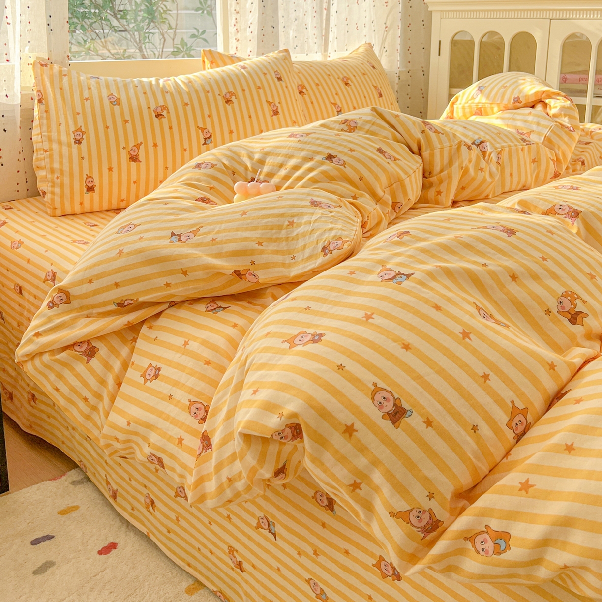 91家纺网 家纺一手货源 找家纺 （总）感遇家纺 2026新款A类全棉有氧双层纱卡通四件套