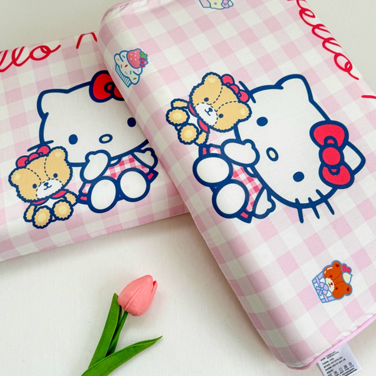 91家纺网 家纺一手货源 找家纺 花满路 2026新款卡通儿童三丽鸥枕头枕芯 粉格kt