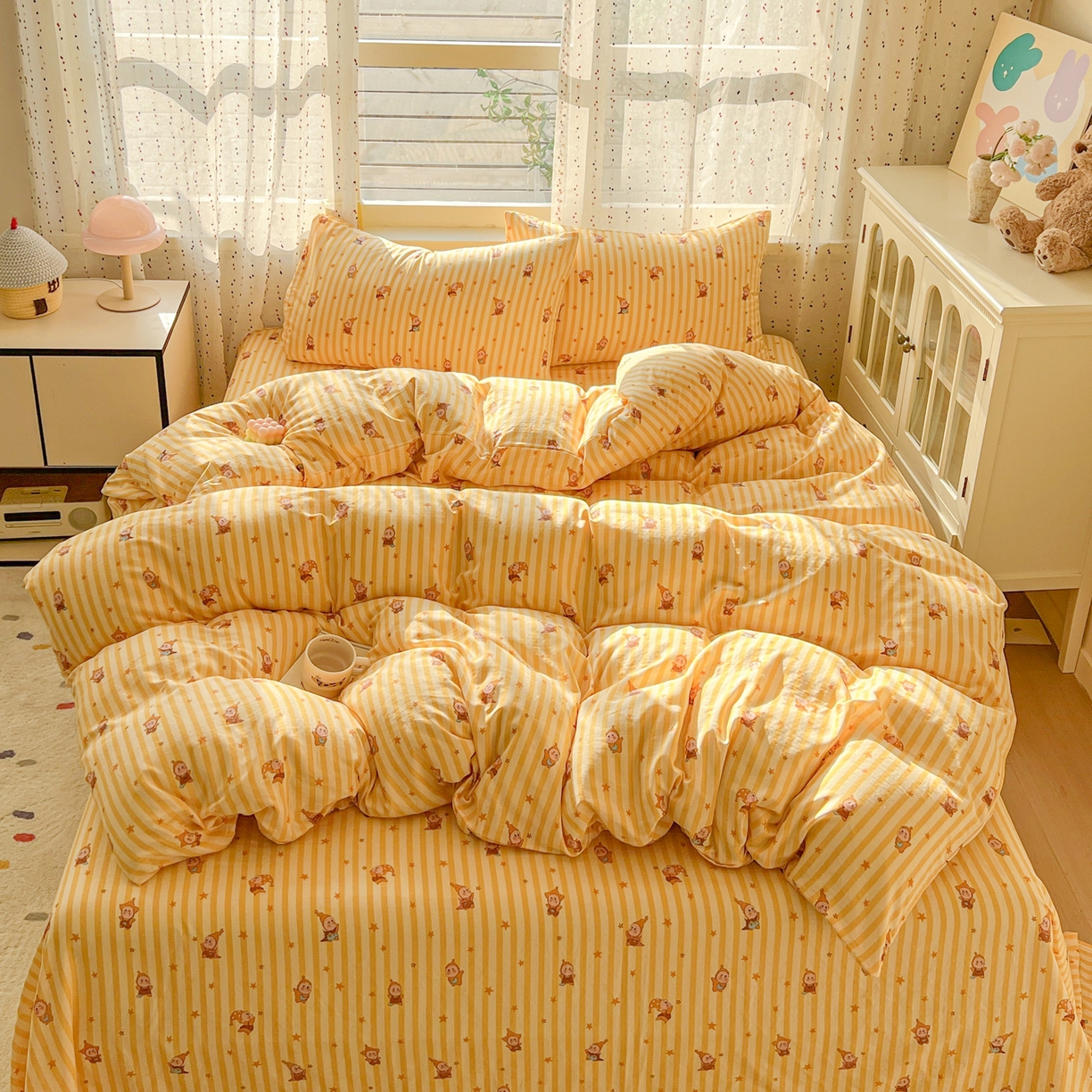 91家纺网 家纺一手货源 找家纺 （总）感遇家纺 2026新款A类全棉有氧双层纱卡通四件套