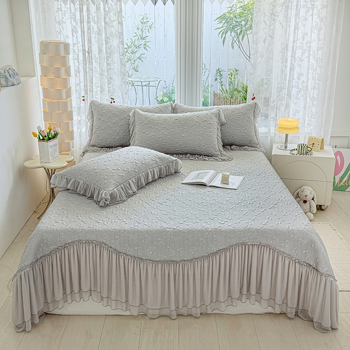 91家纺网 家纺一手货源 找家纺 （总）金绣美居 2026新款PE高分子复合凉感席韩版床裙款凉席三件套-小确幸 （控价不低于159/169元）