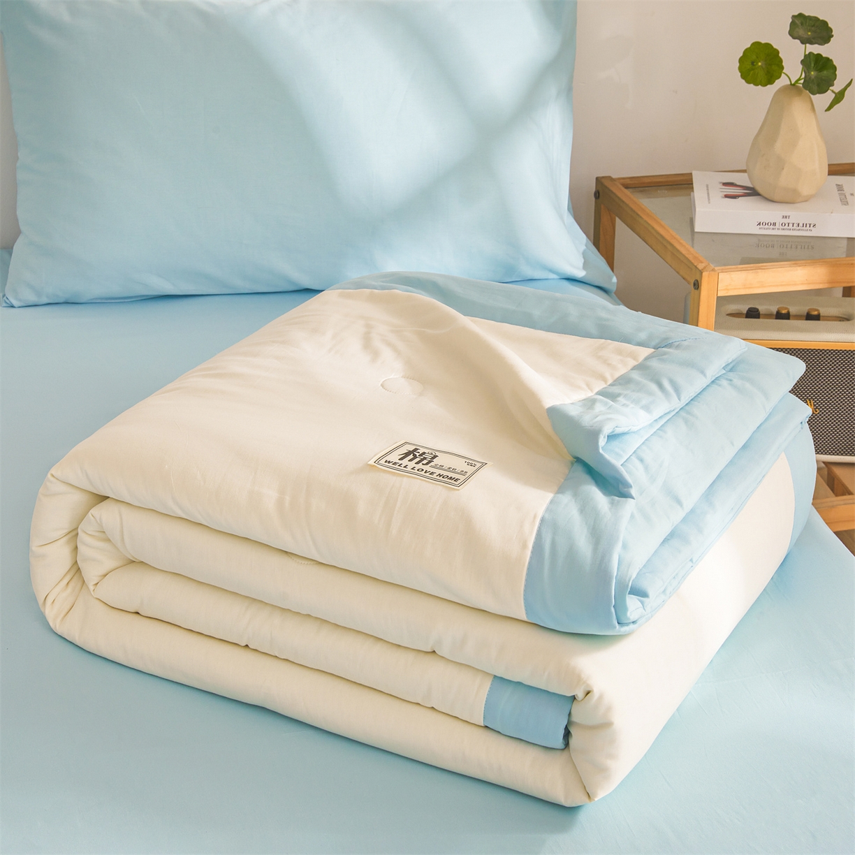 91家纺网 家纺一手货源 找家纺 （总）晓时候 2026新款纯色100%里外全棉新疆棉花被纯棉夏凉被空调被夏被四件套被子被芯