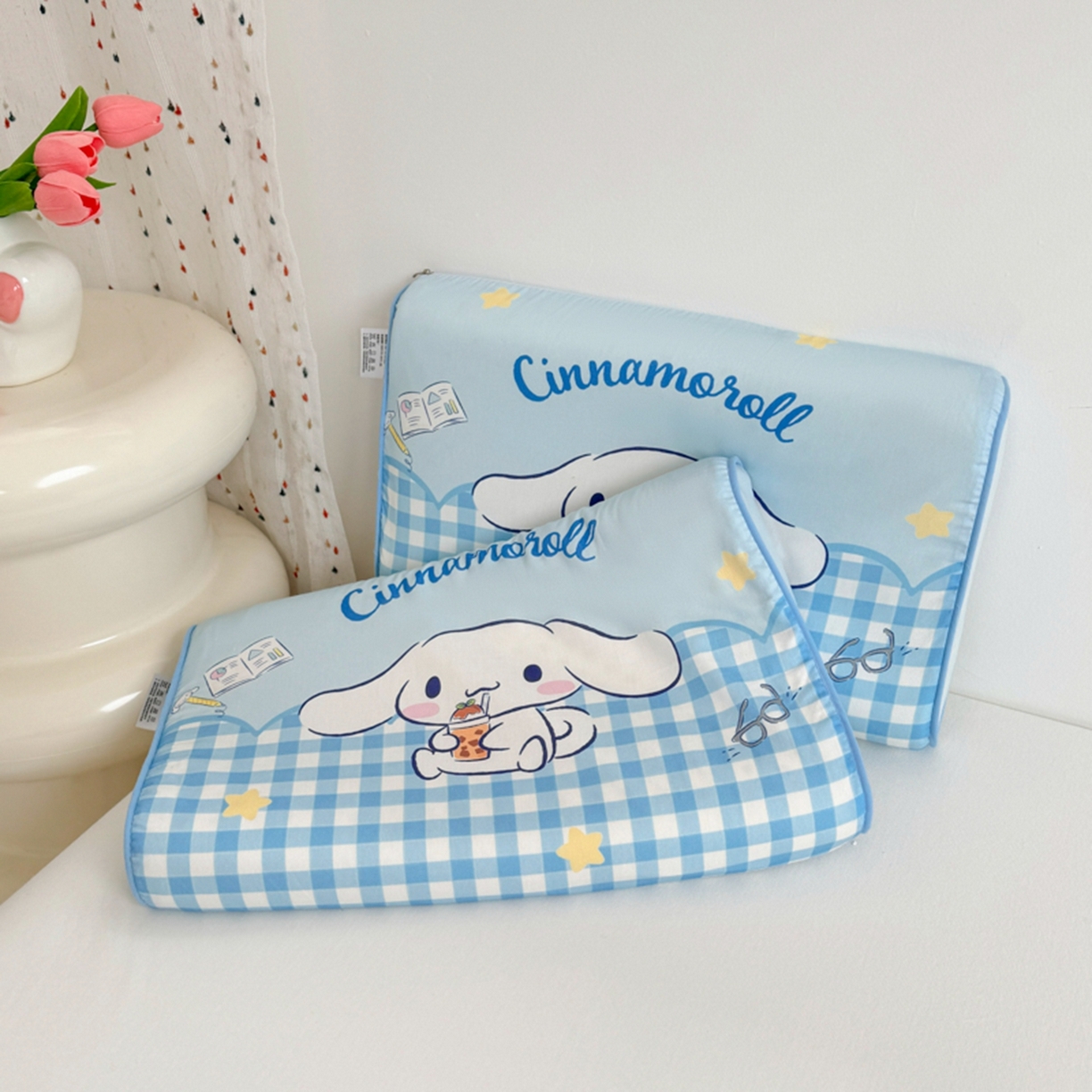 91家纺网 家纺一手货源 找家纺 花满路 2026新款卡通儿童三丽鸥枕头枕芯 蓝格大耳狗