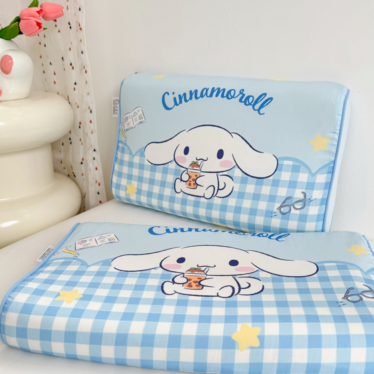 91家纺网 家纺一手货源 找家纺 花满路 2026新款卡通儿童三丽鸥枕头枕芯 蓝格大耳狗