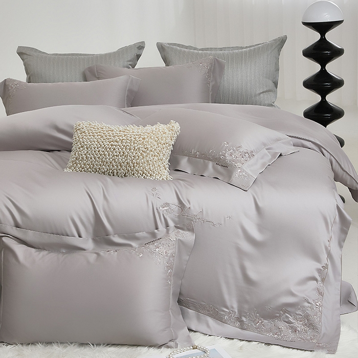 91家纺网 家纺一手货源 找家纺 诗黛尔 2026春夏新品 艾能棉刺绣 嘉伯丽尔系列 嘉伯丽尔-漫漫灰