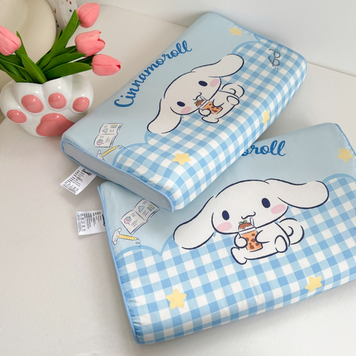 91家纺网 家纺一手货源 找家纺 花满路 2026新款卡通儿童三丽鸥枕头枕芯 蓝格大耳狗