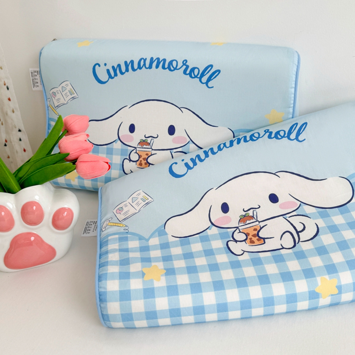 91家纺网 家纺一手货源 找家纺 花满路 2026新款卡通儿童三丽鸥枕头枕芯 蓝格大耳狗