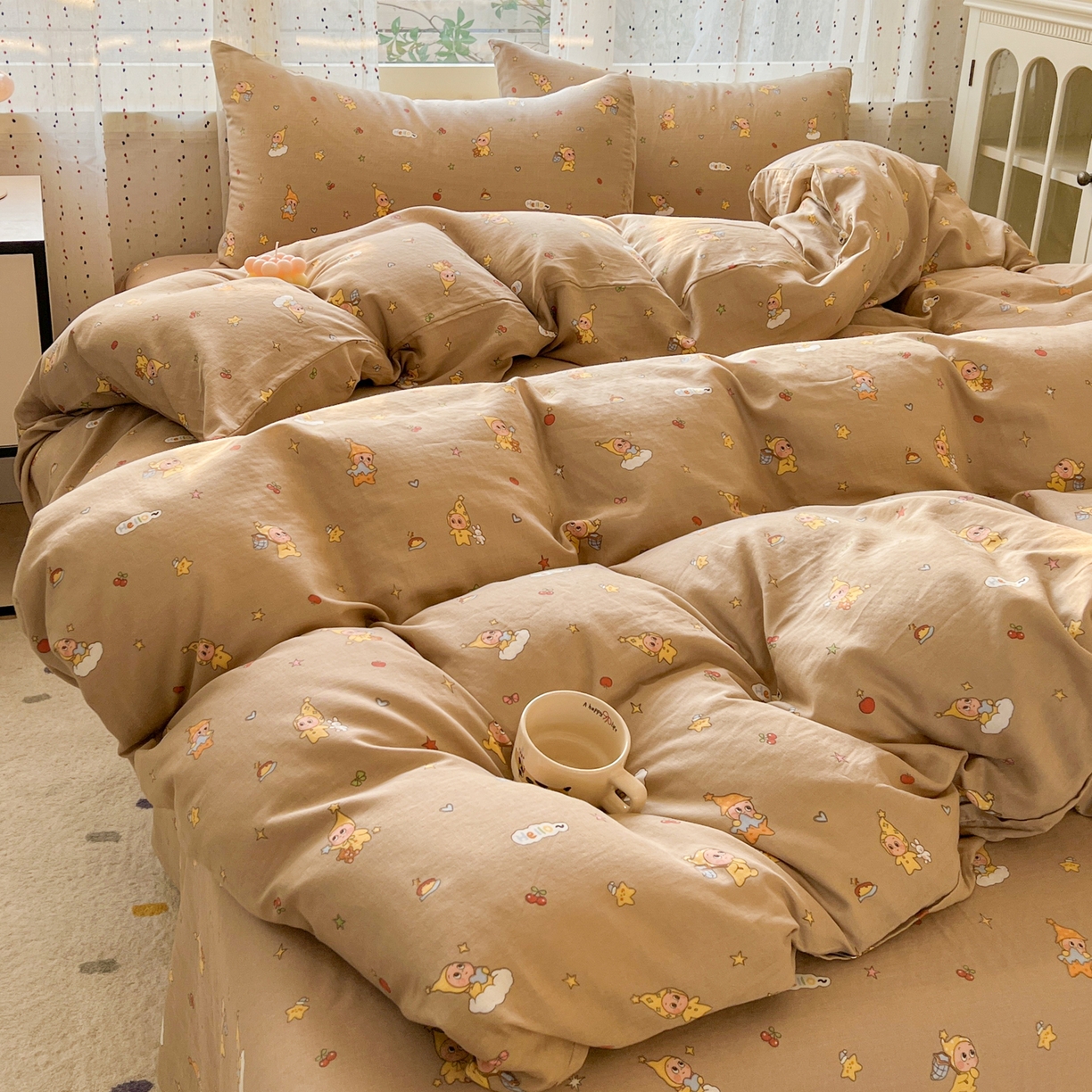 91家纺网 家纺一手货源 找家纺 （总）感遇家纺 2026新款A类全棉有氧双层纱卡通四件套