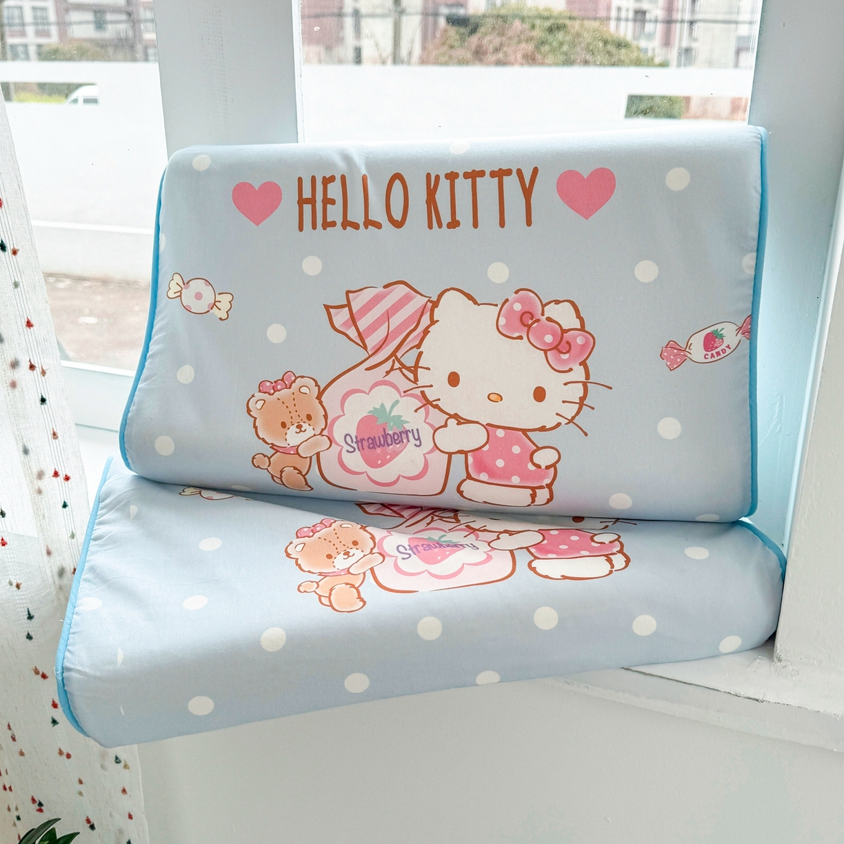 花满路 2026新款卡通儿童三丽鸥枕头枕芯 浅蓝kitty