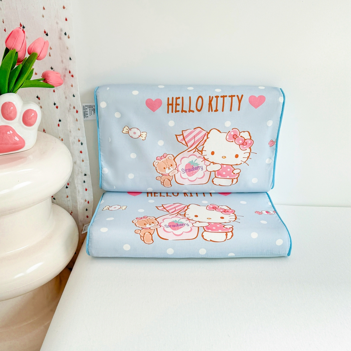 91家纺网 家纺一手货源 找家纺 花满路 2026新款卡通儿童三丽鸥枕头枕芯 浅蓝kitty