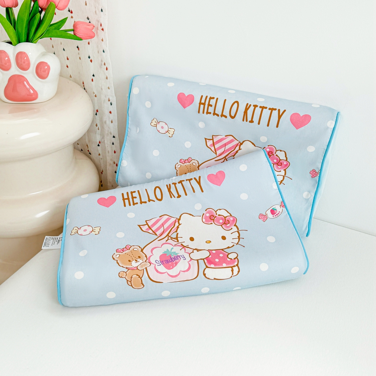 91家纺网 家纺一手货源 找家纺 花满路 2026新款卡通儿童三丽鸥枕头枕芯 浅蓝kitty