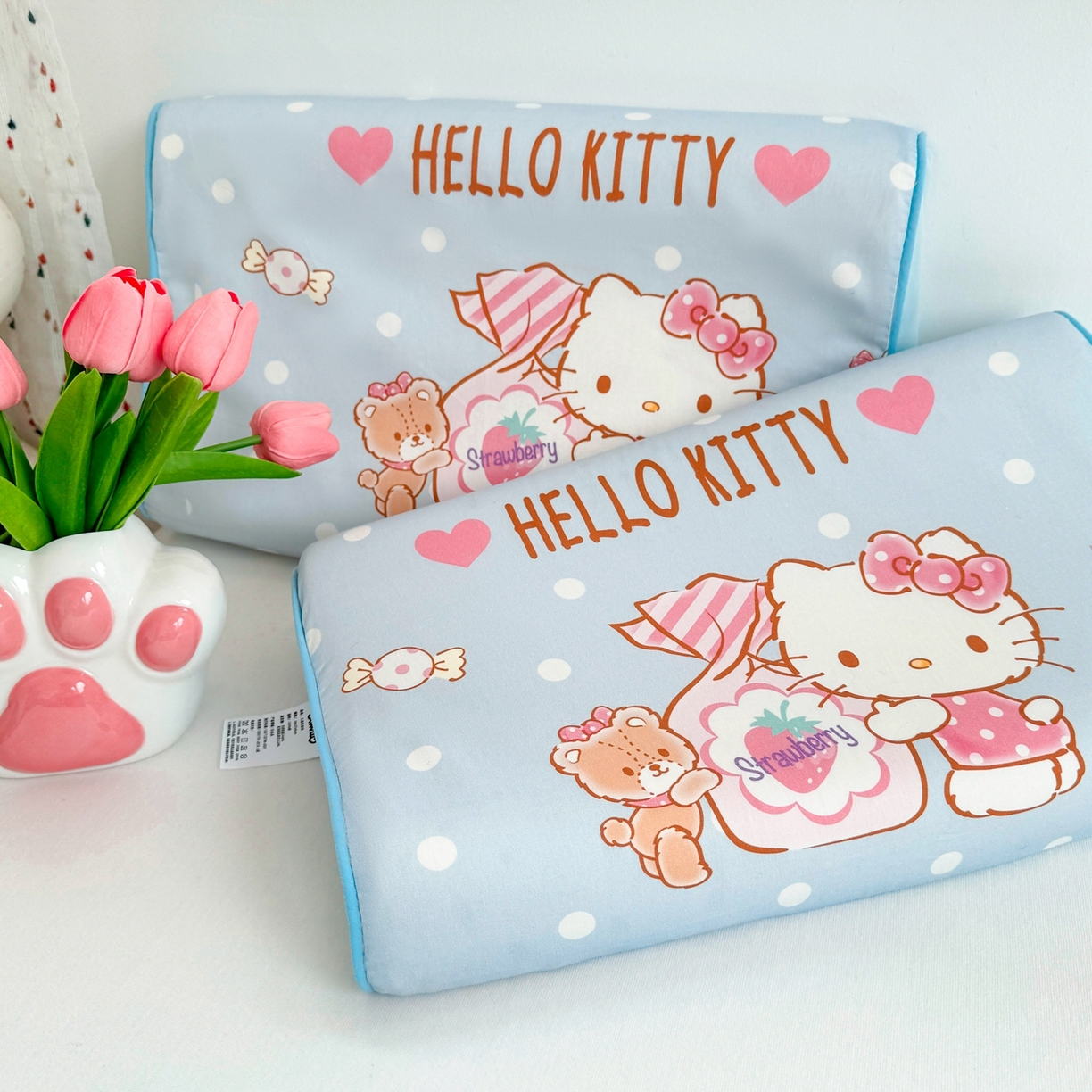 91家纺网 家纺一手货源 找家纺 花满路 2026新款卡通儿童三丽鸥枕头枕芯 浅蓝kitty