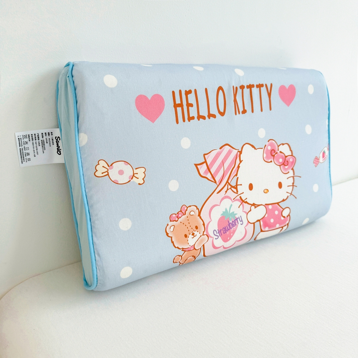 91家纺网 家纺一手货源 找家纺 花满路 2026新款卡通儿童三丽鸥枕头枕芯 浅蓝kitty