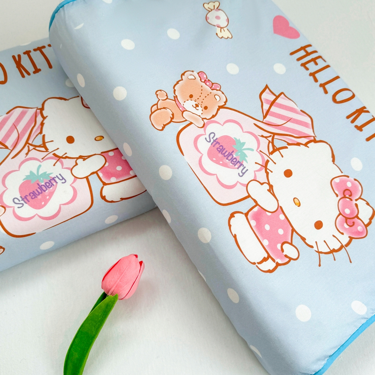 91家纺网 家纺一手货源 找家纺 花满路 2026新款卡通儿童三丽鸥枕头枕芯 浅蓝kitty