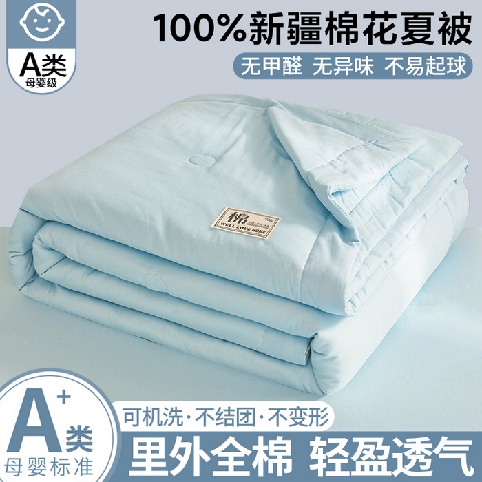91家纺网 家纺一手货源 找家纺 （总）晓时候 2026新款纯色100%里外全棉新疆棉花被纯棉夏凉被空调被夏被四件套被子被芯