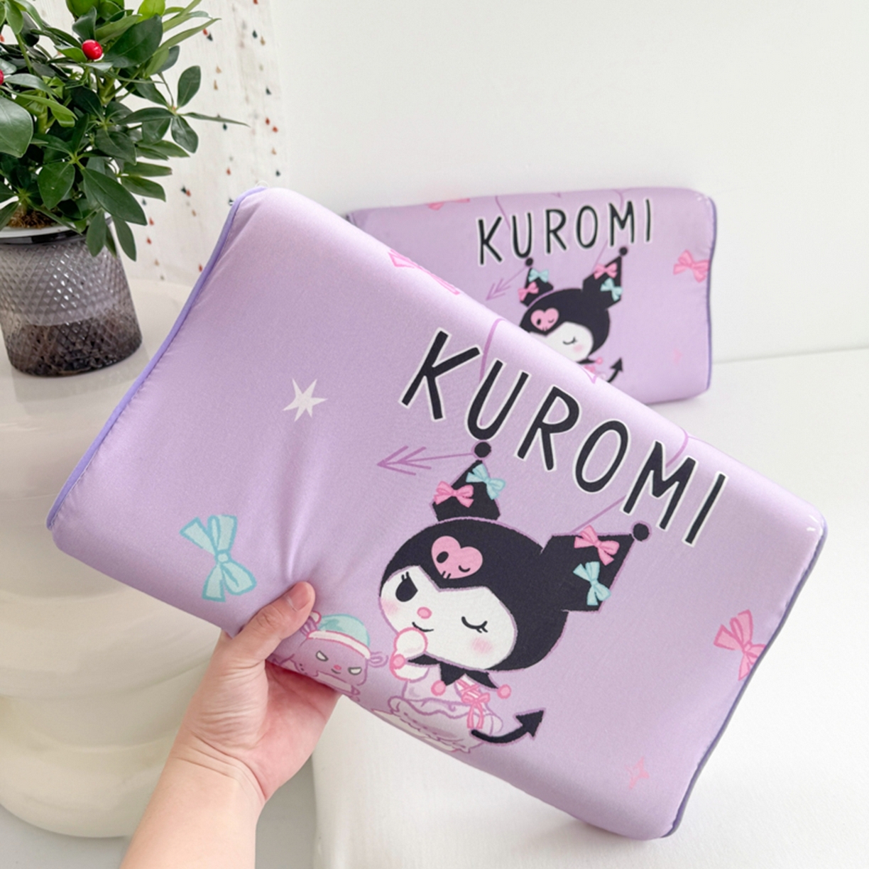 91家纺网 家纺一手货源 找家纺 花满路 2026新款卡通儿童三丽鸥枕头枕芯 紫色库洛米