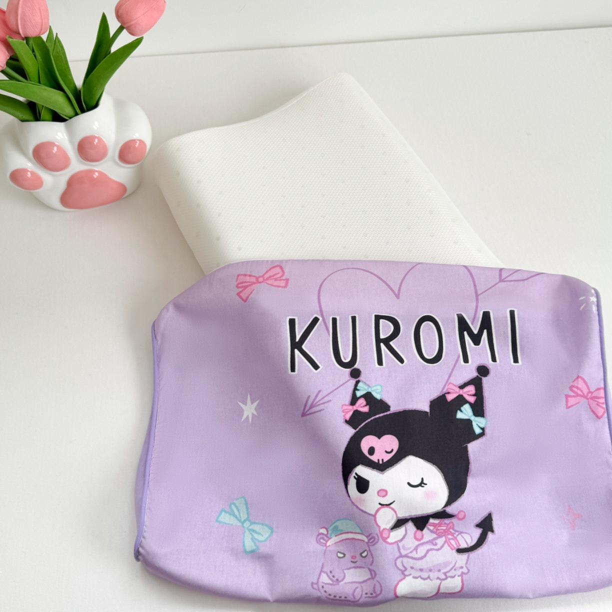 91家纺网 家纺一手货源 找家纺 花满路 2026新款卡通儿童三丽鸥枕头枕芯 紫色库洛米