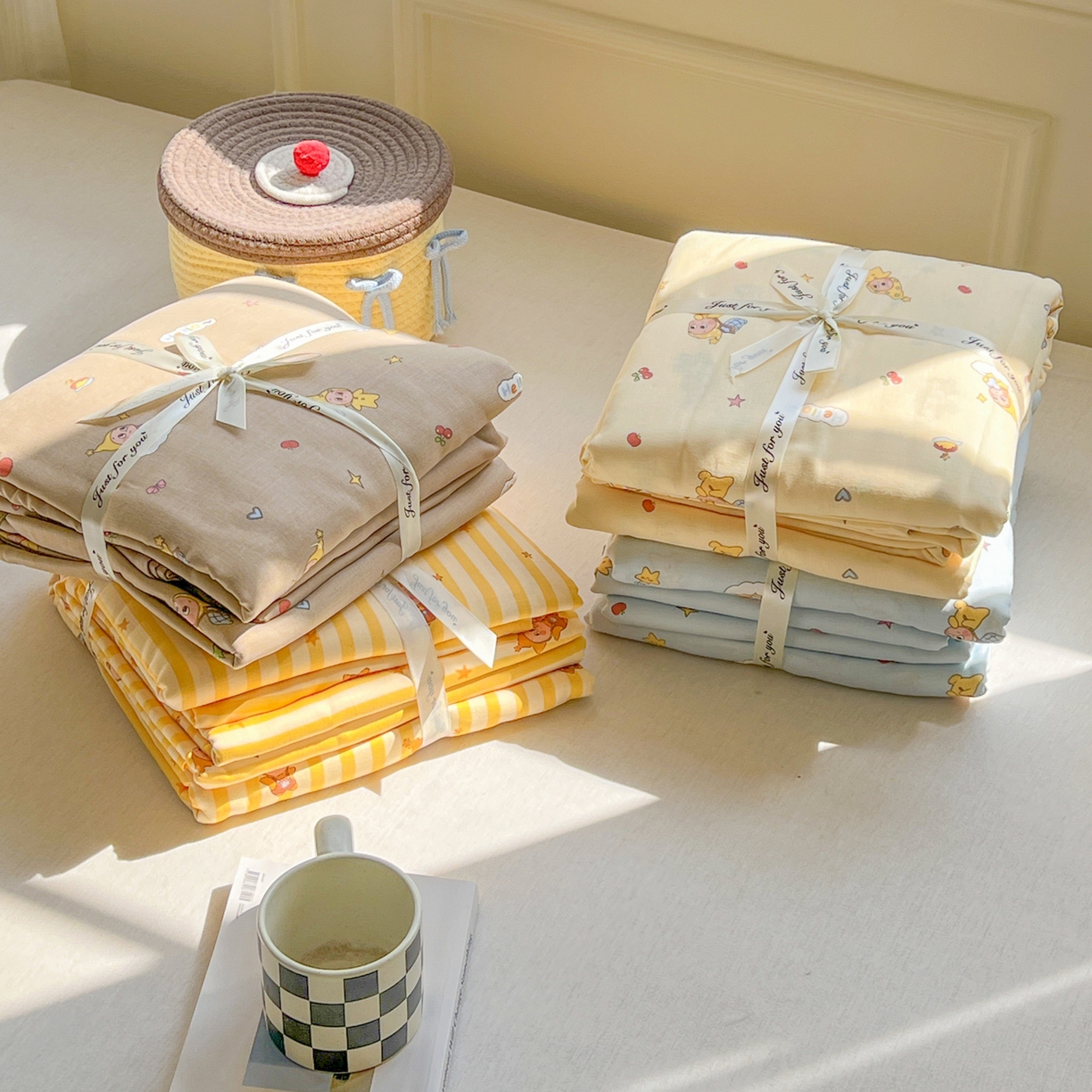 感遇家纺 2026新款A类全棉有氧双层纱卡通四件套 组合