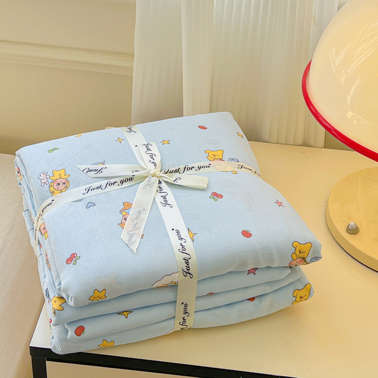 91家纺网 家纺一手货源 找家纺 感遇家纺 2026新款A类全棉有氧双层纱卡通四件套 组合